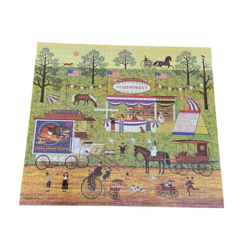 Hasbro Charles Wysocki 1000 piece Puzzle Americana 4th Of July Complete 2010